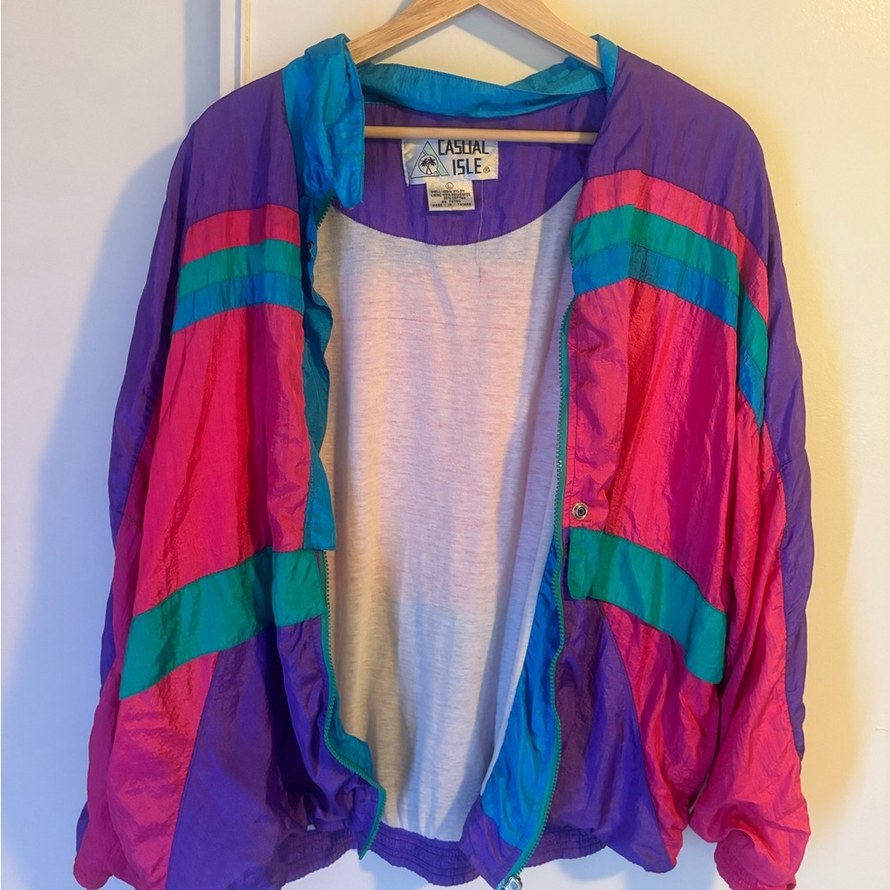Casual Isle Women's Colorblock Purple Windbreaker Jacket